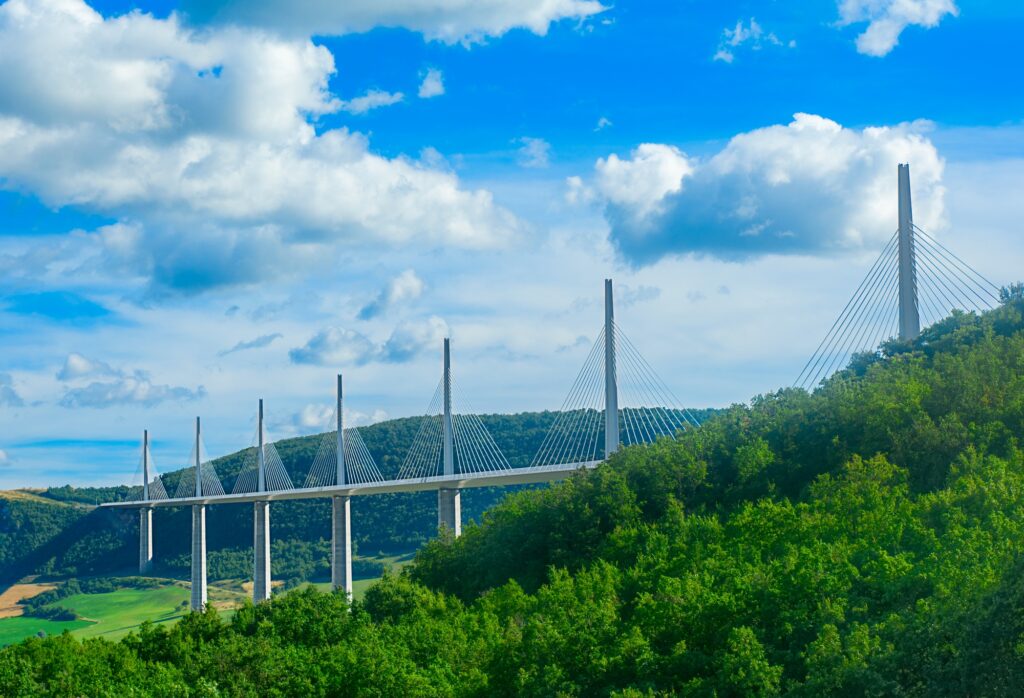 Millau, France - August 05, 2016: Viaduct Millau departement Aveyron in France